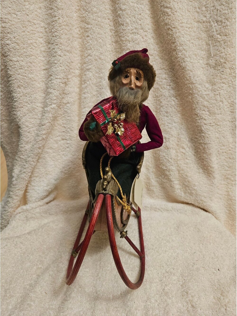 Vintage 1989 Byers Choice Dyedt Moroz Russian Santa Sleigh 11x10 Tags